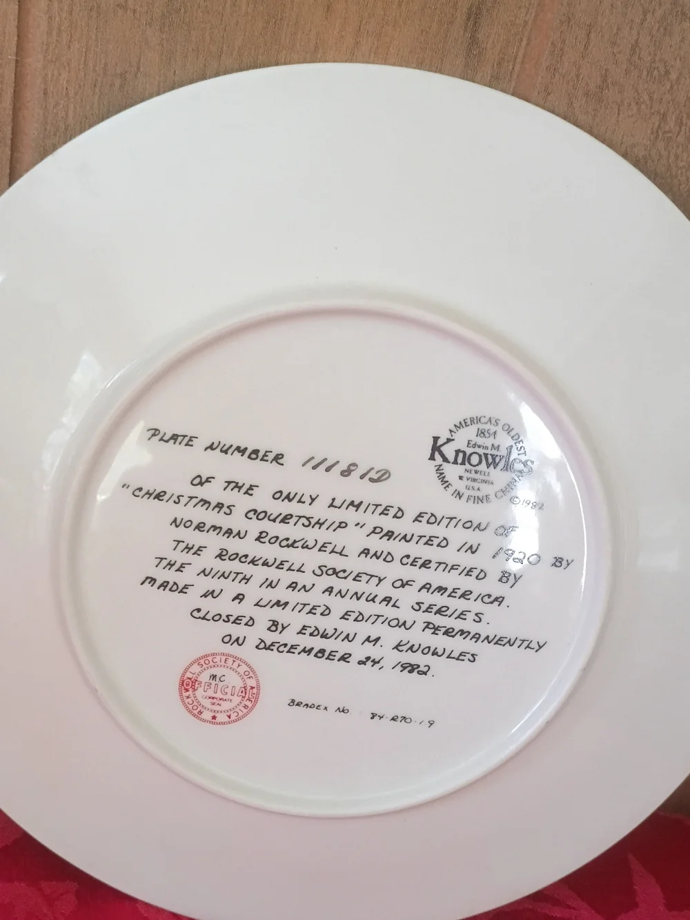 Norman Rockwell Holiday Ice Skating Plate - Blue, Red